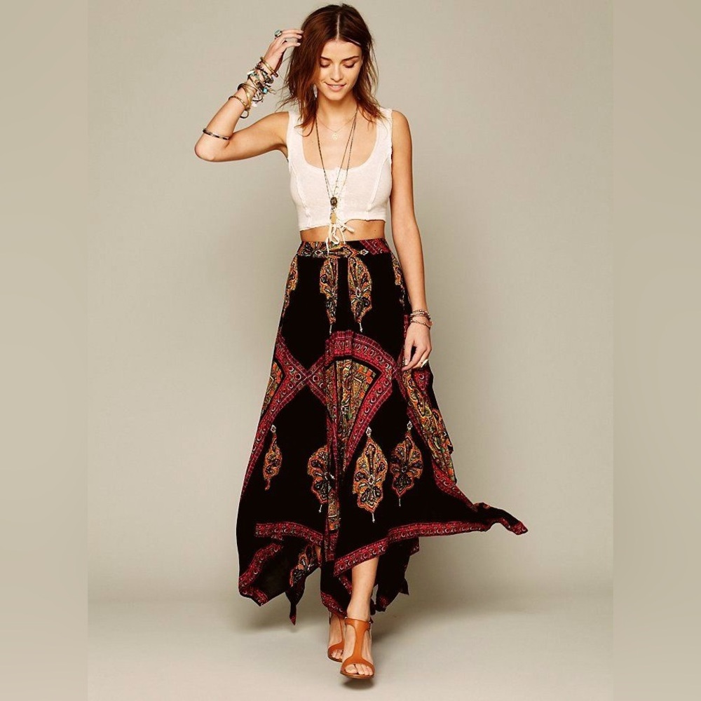 Free People Convertible Coachella Heart of Gold Maxi Skirt / MIDI High Low - Picture 3 of 7
